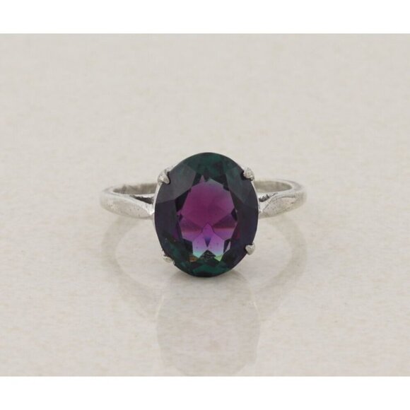 Unbranded Jewelry - Sterling Silver Blue Purple Green Color Change Cubic Zirconia Ring Size 8